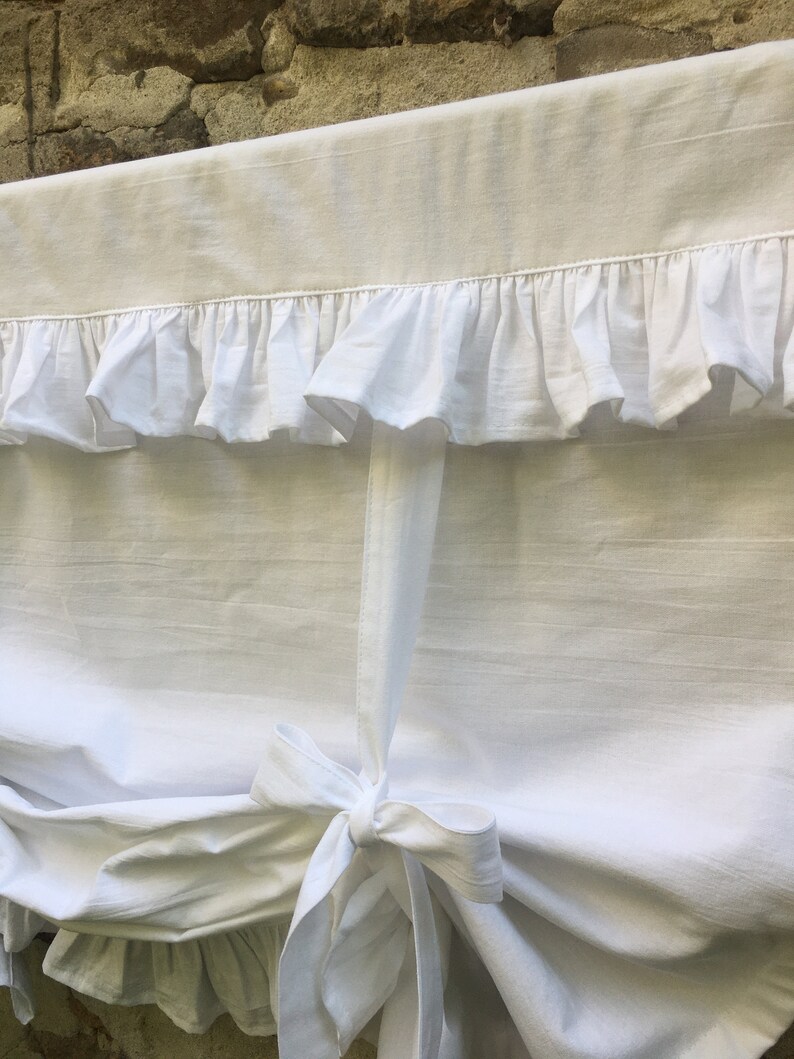 Farmhouse Ruffled Curtain Country Kitchen Tie Up Valance | Etsy