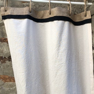 Farmhouse Panel Curtain With Grommets and Jute Rope Extra Wide Burlap Cafe Curtains Rustic ...
