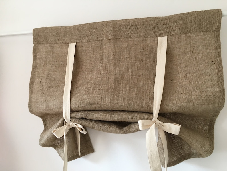 Burlap Curtains Country Kitchen Tie up Valance Rustic Window Etsy