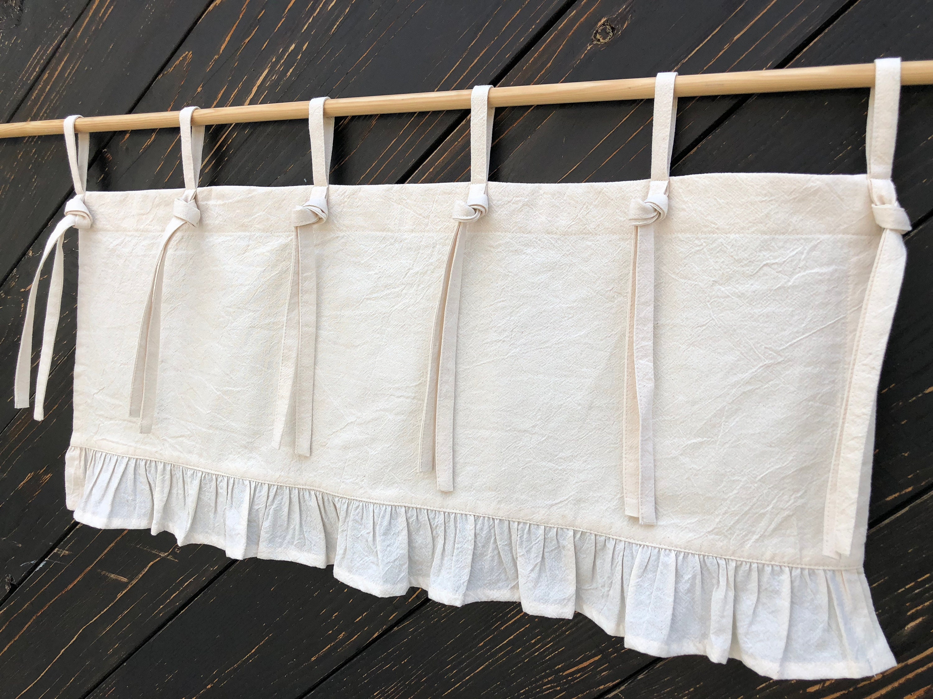 French Country Curtains Cottage Kitchen Ruffle Valance Simple Etsy Polska