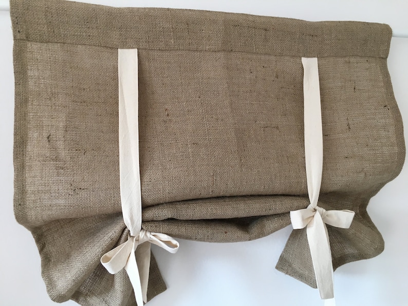 Burlap Curtains Country Kitchen Tie Up Valance Rustic Window Etsy