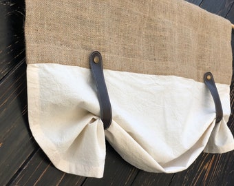 Burlap Curtains Kitchen Valance Faux Leather Tie Up Country Curtain Rustic Modern Farmhouse Window Treatment Primitive Coffee Sack Valances