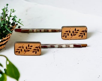 Wooden Hair Pin Set, Wood Bobby Pins, Barrettes