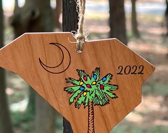 South Carolina Wood Christmas Ornament 2022, Palmetto Tree Ornament