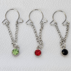 Mature-Non piercing nipple clamps with color gemstone, Fake nipple piercing body jewerly, non piercing nipple rings, nipple clamps