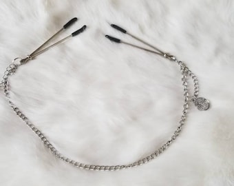 Handmade Silver Tweezer Nipple Clamps with Tree Charms