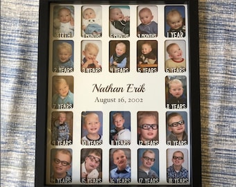 Custom Birth Through 18 Photo Frame for Children - First Year, Months and Years 1-18