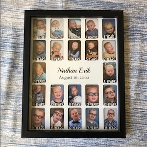 Aangepaste geboorte tot en met 18 fotolijstjes voor kinderen: eerste jaar, maanden en jaar: 1-18