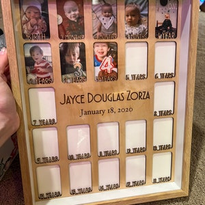 Aangepaste geboorte tot en met 18 jaar fotolijst voor kinderen - eerste jaar, maanden en jaren 1-18