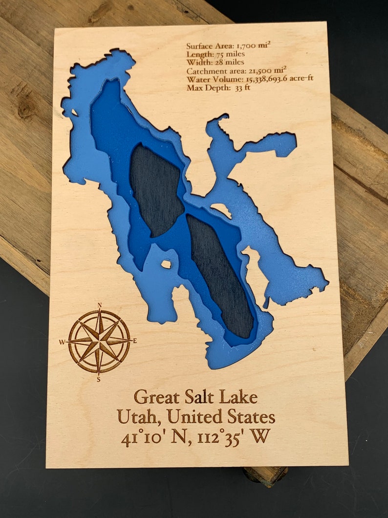Great Salt Lake Wooden Map Housewarming Gift Lake Signs Etsy