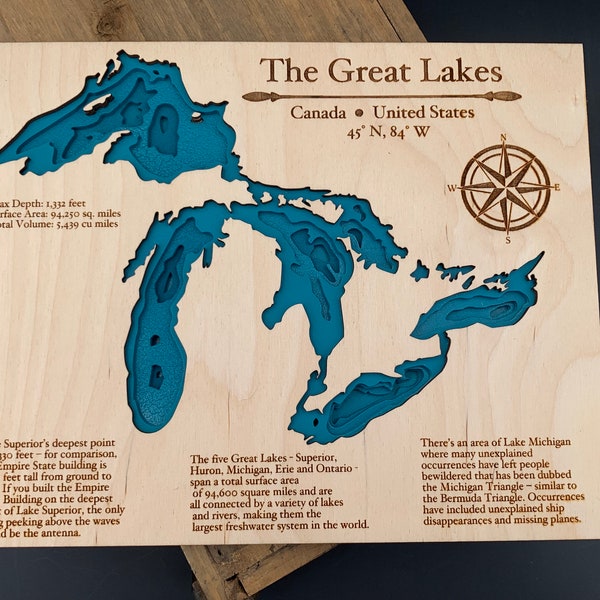 Great Lakes Map Etsy