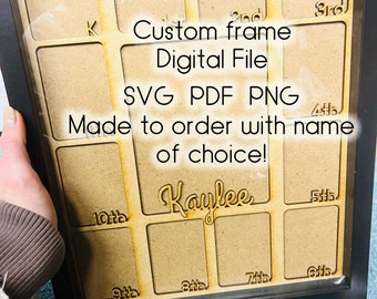 Digital File Custom K-12 Frame with Name Made to Order - SVG, PDF, PNG - Laser Cut, Glowforge