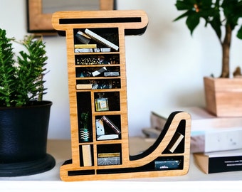 Custom Initial Book Lover Miniature Bookshelf - Gift for Book Nook, Mini Decor, Reading Gift, Booktok, To Be Read