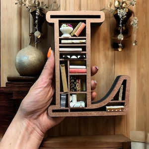 Custom Alphabet Letter Initial Book Lover Miniature Bookshelf - Book Nerd, Gift for Book Nook, Mini Decor, Reading Gift