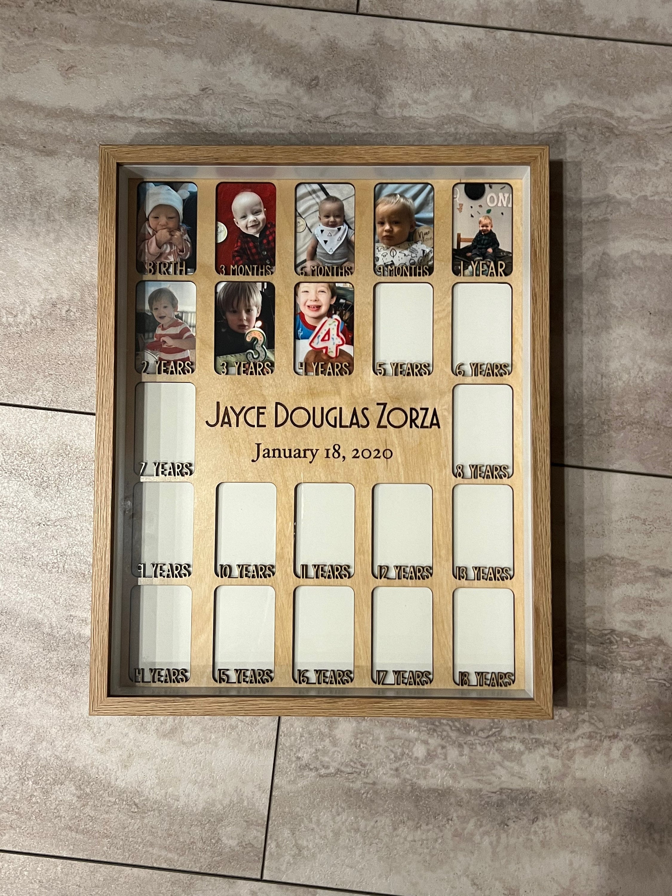 Custom Birth Through 18 Photo Frame for Children - First Year, Months ...