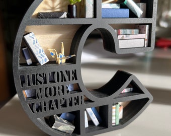 Custom Initial Book Lover Miniature Bookshelf - Book Nerd, Gift for Book Nook, Mini Decor, Reading Gift