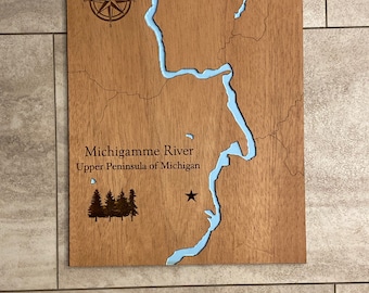 Michigamme River Landkarte, obere Halbinsel am See