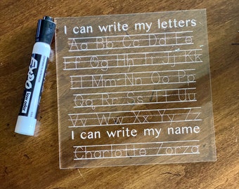 Riutilizzabile Alphabet Trace Board- Per il tuo bambino per imparare l'alfabeto e come scrivere il loro nome!