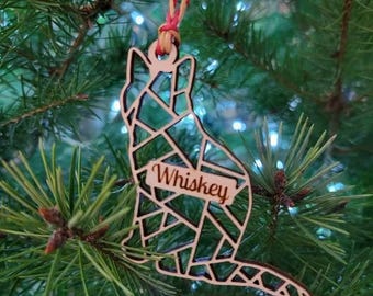 Custom Geometric Pet Breed Ornament - Personalized with Pet's Name, Unique Pet Keepsake
