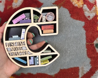 Custom Letter Initial Book Lover Miniature Bookshelf - Perfect Gift for Book Nerd, Book Lover or Decor for Book Nook