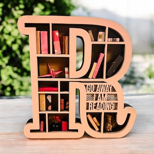 Estantería en miniatura con letras del alfabeto personalizadas para amantes de los libros: regalo para amantes de los libros, minidecoración, regalo de lectura