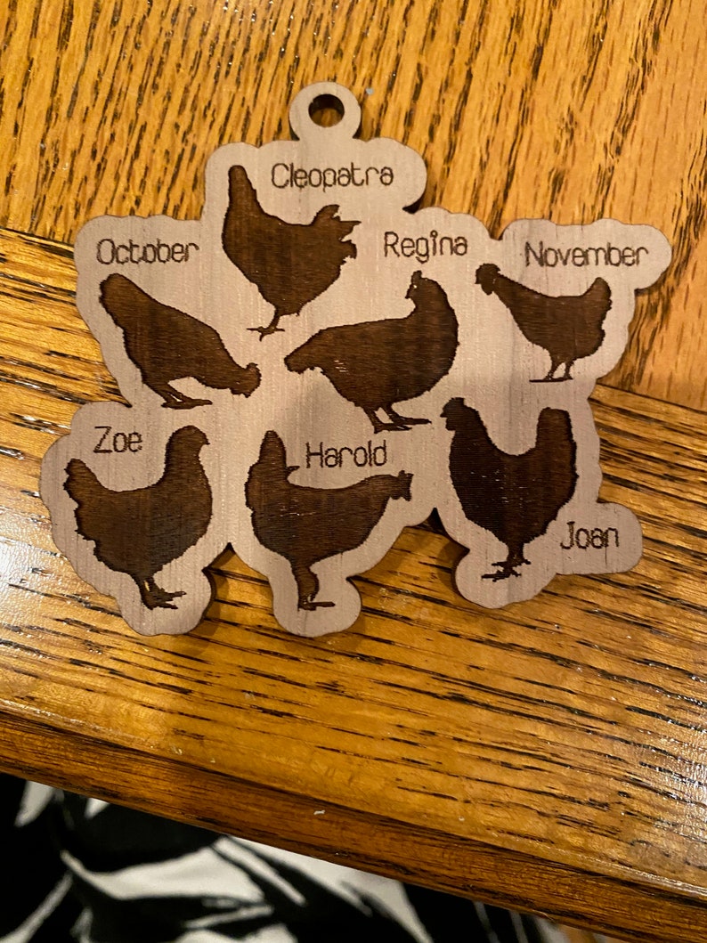Chicken Coop Wood Christmas Ornaments With Chicken Names Perfecf Gift
