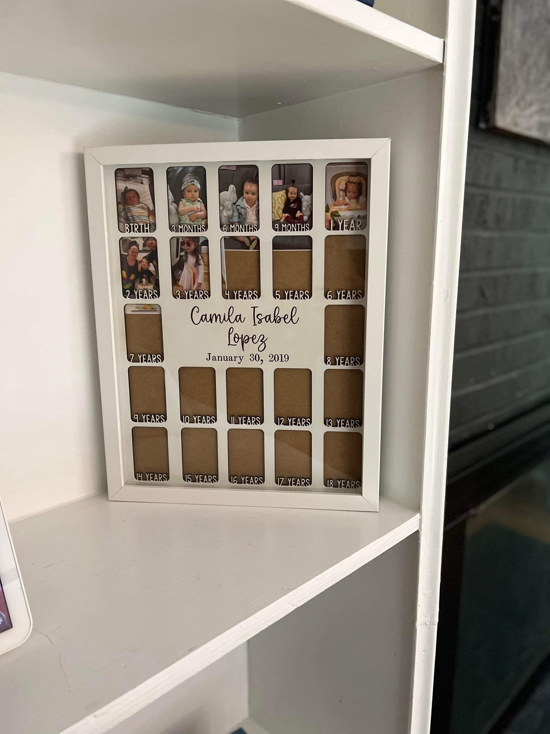 Custom Birth Through 18 Photo Frame for Children - First Year, Months and Years 1-18