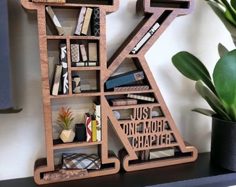 Custom Initial Miniature Bookshelf - Best Friend Gift, Unique Family Gift, Book Lover Gift