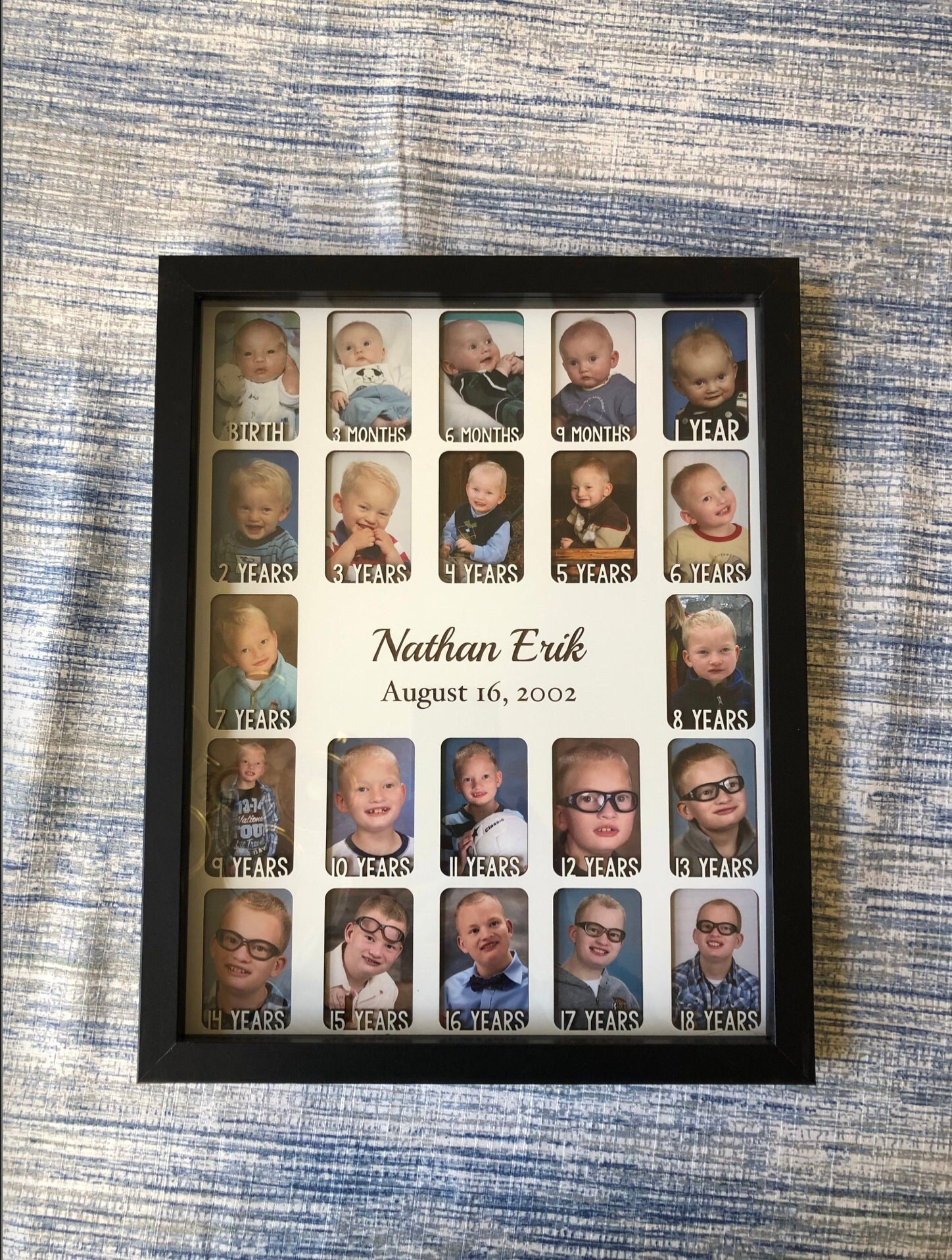 Custom Birth Through 18 Photo Frame for Children - First Year, Months and Years 1-18