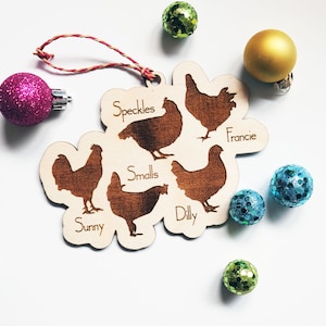 Hühnerstall Weihnachtsverzierungen - Holzverzierungen, Hühnerliebhaber