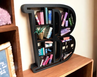 Custom Initial Book Lover Miniature Bookshelf - Book Nerd, Gift for Book Nook, Mini Decor, Reading Gift