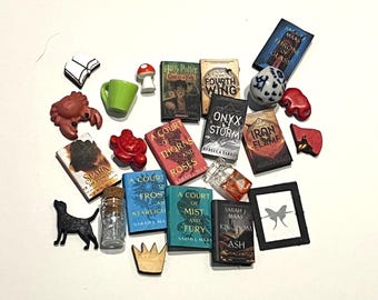 Miniature Bookshelf Customizations ONLY - 5 Custom Book Covers and 5 Icons