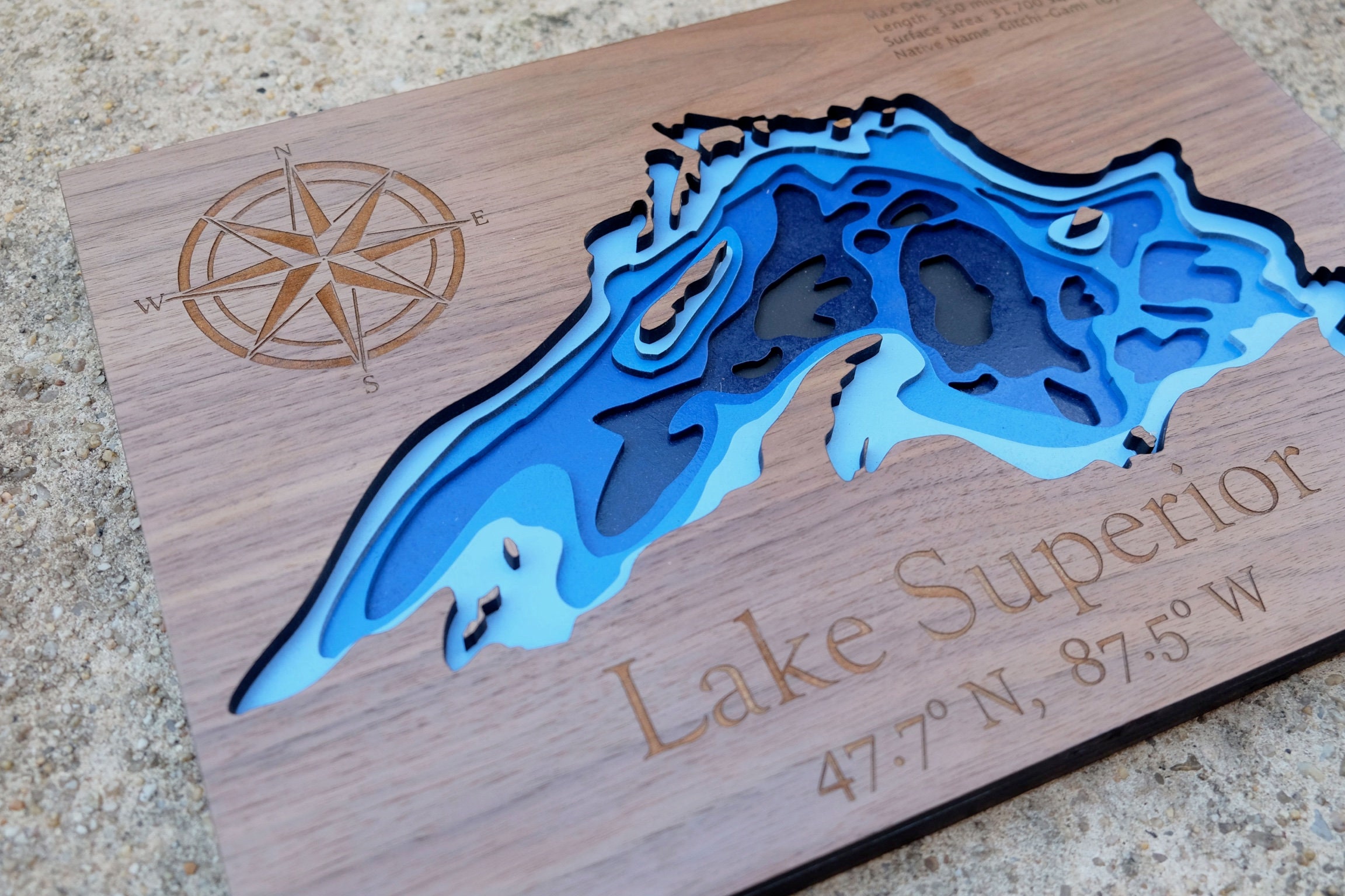3D Wood Sign Lake Superior Wooden Map Housewarming Gift Etsy