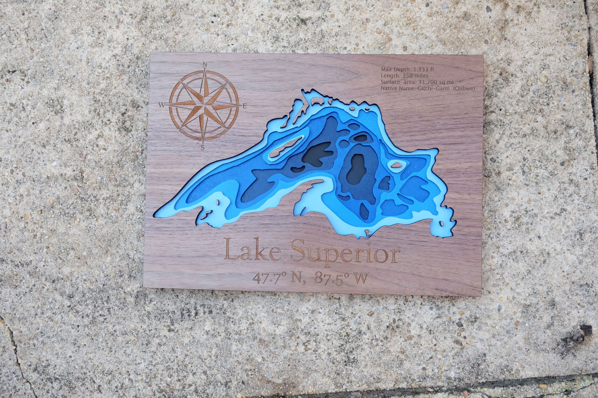 3D Wood Sign Lake Superior Wooden Map Housewarming Gift Etsy