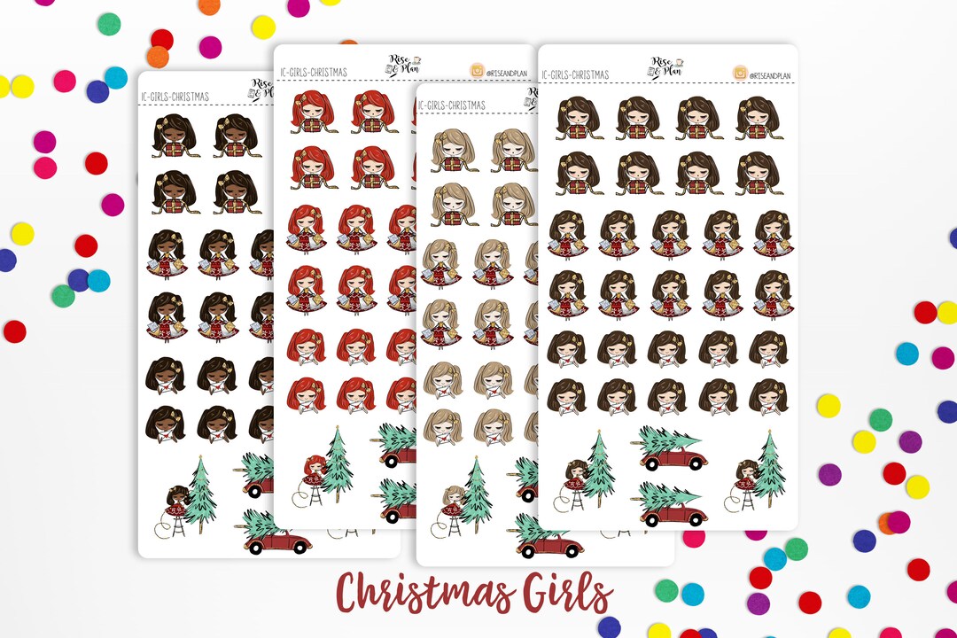 Christmas Girl Icons Planner Stickers Holidays - Etsy