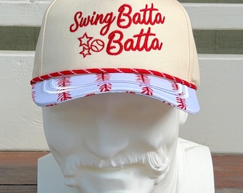 Swing Batta Batta Baseball Print Trucker Hat