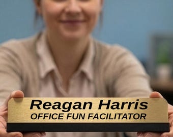 Personalised - OFFICE FUN FACILITATOR - Nameplate Desk Accessory Sign – Custom Office coworker Gift funny colleague workplace Award