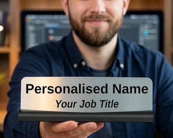 Desk Name Plate – Custom Metal Office Nameplate, Corporate Gifts for Clients Ideas Luxury Personalized Desk Accessories Plaque F1