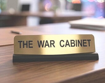 Funny Desk Name Plate THE WAR CABINET Office Workmate Gift Personalised Metal Plaque