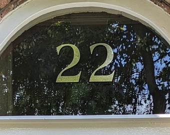 Gold Victorian House Numbers Fanlight Door Glass Number Decal Outdoor Address Sign 160mm High
