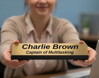 Personalised Captain of Multitasking Desk Name plate Sign – Custom Office coworker Gift funny colleague workplace Award
