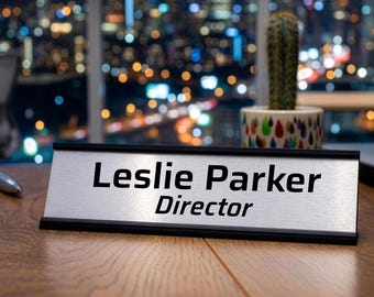 Custom Desk Name Plate Metal Office With Luxury Nameplate Black Stand - Boss / Director Personalised Gift Idea  F6