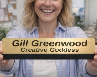Personalised Fun Desk Nameplate Sign Present - Creative Goddess - Custom Office Name plate, Colleague Leaving Gift