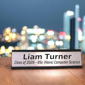 Graduation Desk Name Plate UK Personalised, Custom Degree Nameplate BSc MSc MBA LLB (Hons) Plaque, Class of 2026 Graduate Gift
