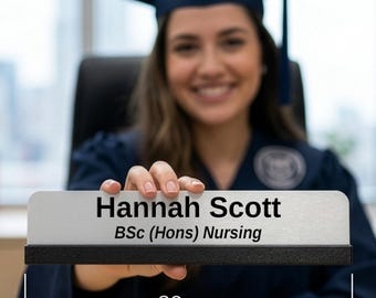 Personalised Graduation Gift Desk Name Plate UK, Custom Degree Nameplate award, BSc MSc MBA LLB (Hons)Plaque, Class of 2026 Graduate Present