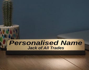Personalised Jack of All Trades Desk Sign Funny Office Colleague Gift Custom Name Nameplate