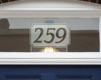 Etched House Number Victorian Decor Fanlight Door Glass style, Any Numbers, Large 28cm Wide