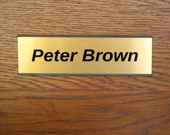 Door Name Plate Personalised slide in Sign & holder - Custom Office Door -Gold colour