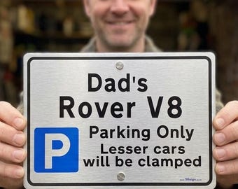 Personalised Father's day Car Gift for Dad Parking Sign | Metal faced - motor accessory UK