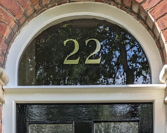 Gold House Numbers - Victorian Fanlight Door Glass  Gold-leaf style - Any Number Victorian Large 160mm High -Sold in Individual Digits